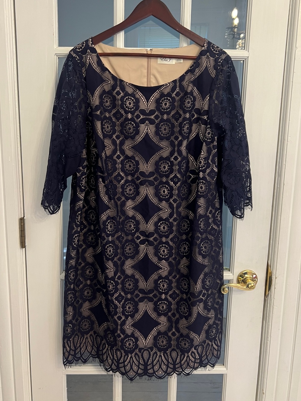 ELIZA J Women’s Navy Nude Lace Sheath Cocktail Party Dress Plus Size 18W